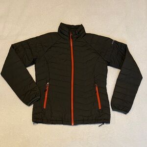 Columbia Army Green Thermal Coil Lightweight Jacket Orange Zipper Women’s small